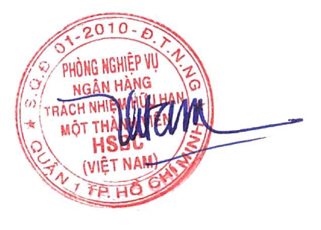 Phụ lục số 2 Cam Kết Của Ngân Hàng Giám Sát Ngân hàng giám sát: Ngân hàng TNHH Một Thành Viên HSBC Việt Nam (HSBC) - Giấy phép thành lập số 235/GP-NHNN do Ngân hàng Nhà nước Việt Nam cấp ngày 08