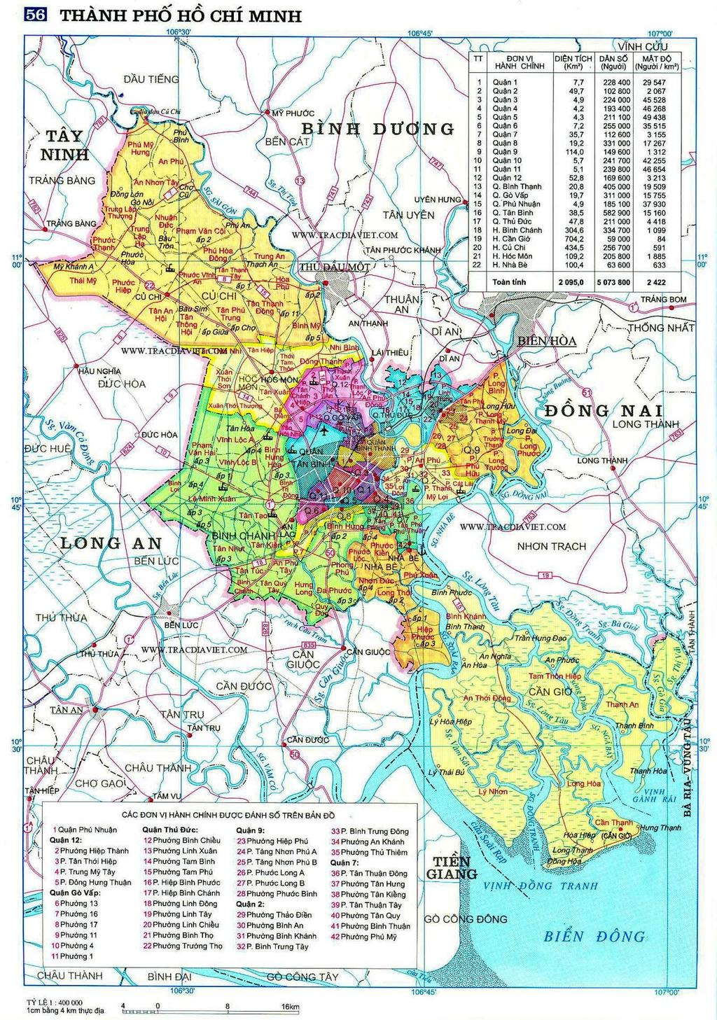 102 Bản đồ về phân bố dân cư ở Thành phố Hồ Chí Minh (Nguồn:
