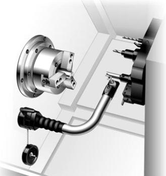 Hình 3: hệ thống đo cho trung tâm gia công tiện Loại tay đo có thể tháo rời - Loại tay đo sử dụng đế xoay thông thường: tay đo và đế xoay được gắn trên vách máy (gần