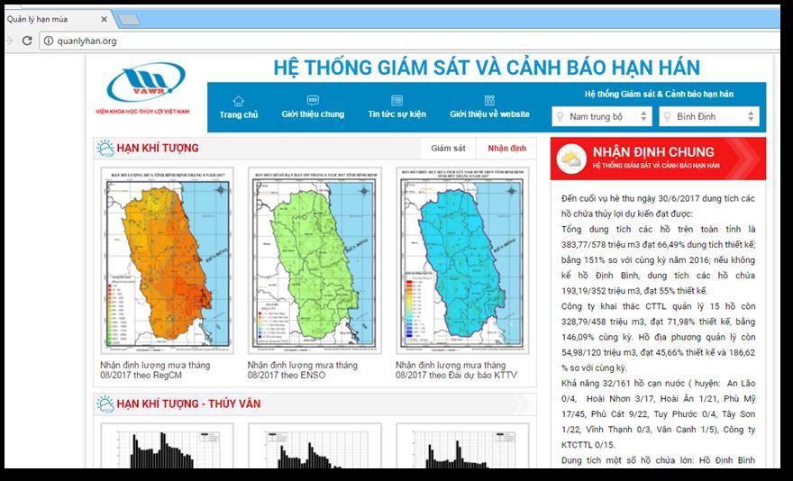 org, website này cung cấp các thông tin, hoạt động hỗ trợ chủ động quản lý hạn hán cho các vùng ở Việt Nam (bước đầu đã áp dụng thí điểm cho tỉnh Bình Định).