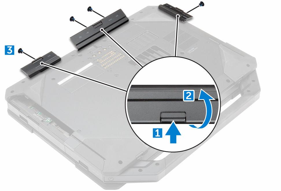 Lắp đặt ổ đĩa quang 1. Lắp ổ đĩa quang vào trong khe trên máy tính. 2. Vặn các vít để giữ chặt ổ đĩa quang vào máy tính. 3. Lắp đặt: a. ổ đĩa cứng b. pin 4.