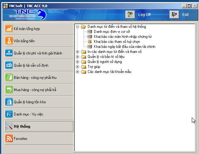 4. Sử dụng TNC trên LAN - Máy cài đặt phần mềm TNC Accounting được hiểu là máy chủ - Các máy khác chỉ chạy được phần mềm qua mạng LAN khi máy chủ đang chạy 5. Giao diện chính phần mềm II.