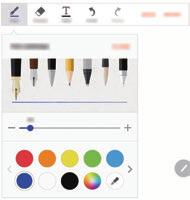 Ứng dụng Thay đổi cài đặt bút Khi viết hoặc vẽ trên màn hình, chạm vào Bút một lần nữa để thay đổi kiểu bút, độ dày của nét bút hoặc màu bút. Thay đổi loại bút. Thay đổi độ dày nét bút.