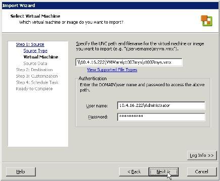 vmx nằm cu ng thư mục với ca c file đa backup bởi VMware Consolidated Backup (sử dụng UNC path)