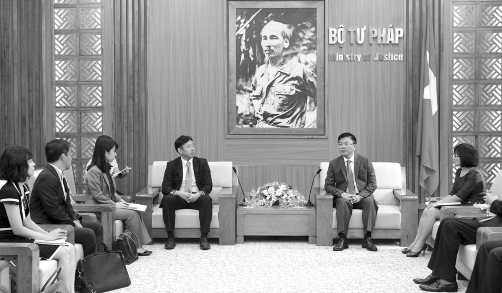 4 XUẤT Tại buổi tiếp, Bộ trưởng khẳng định hoạt động hợp tác pháp luật giữa Bộ Tư pháp Việt Nam với Canada được triển khai trên nhiều lĩnh vực khác nhau, trong đó nổi bật nhất là thông qua Dự án NLD.