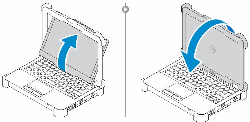 Chuyển đổi giữa các chế độ máy tính xách tay và máy tính bảng 1. Để gỡ máy tính khỏi đế, hãy nhấn chốt màn hình. 2.