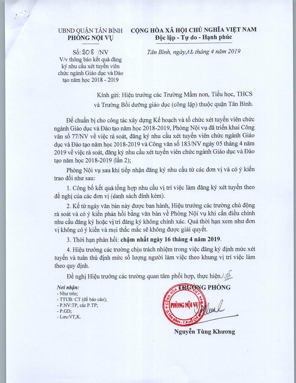 Người ký: Phòng Nội vụ Email: nivu.tanbinh@thcm.gv.vn Cơ quan: Quận Tân Bình, Thành hố ồ Chí Minh Thời gian ký:.4.