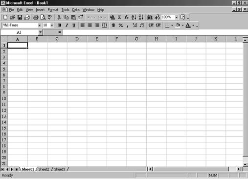 Status bar Worksheet tabs Horizontal scroll bar Vertical