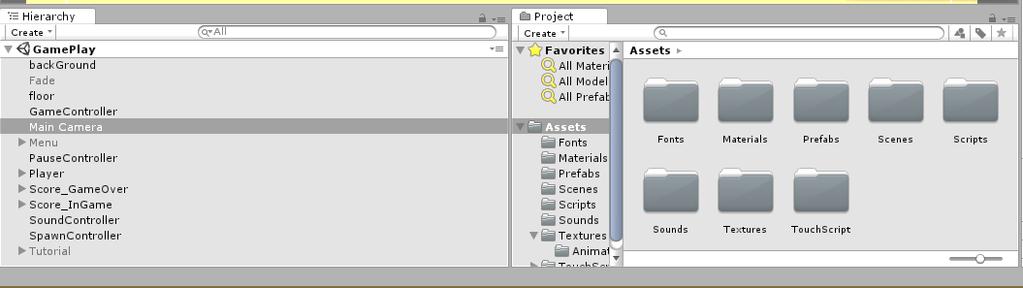Giao diện: Project & Hierarchy Tab Project: mọi thành phần vật lý của game Cấu trúc của project cũng tương đương với lưu trữ vật lý của game