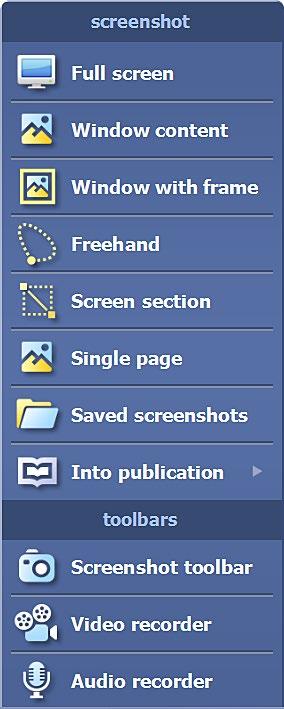 Lưu ảnh chụp màn hình Sử dụng menu để chọn loại ảnh chụp màn hình bạn muốn lưu và chọn vùng màn hình bạn muốn lưu.