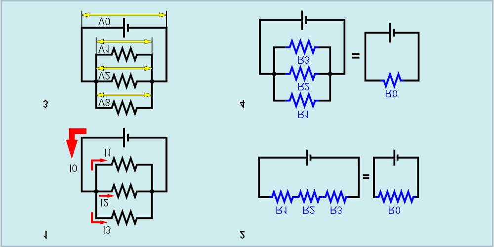 Câu hỏi- 2 Các hình minh họa và lời trình bày sau đây liên quan đến cường độ dòng điện, điện áp và điện trở của một mạch nối tiếp và mạch song song.