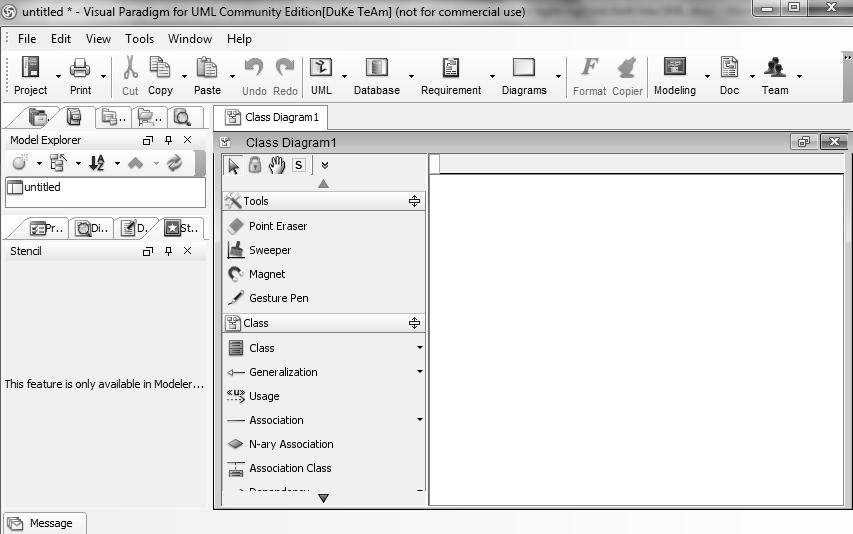 CHƯƠNG 2. MÔ HÌNH HÓA PHẦN MỀM HƯỚNG ĐỐI TƯỢNG Cửa sổ phía bên phải của màn hình VP là cửa sổ được sử dụng để vẽ các biểu đồ bằng cách sử dụng các công cụ vẽ tương ứng trong ToolBox.