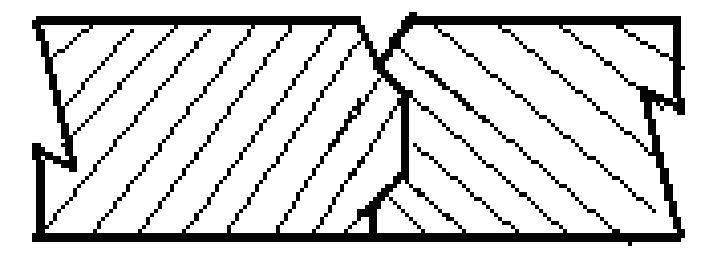 TCVN 10798:2015 - Dạng liên kết cứng (Hình 3) Hình 3 Mối nối dạng liên kết cứng - Dạng liên kết tuyệt đối cứng (Hình 4) CHÚ DẪN: 1 - vùng đổ bê tông liên kết cốt thép 1 Hình 4 Mối nối dạng