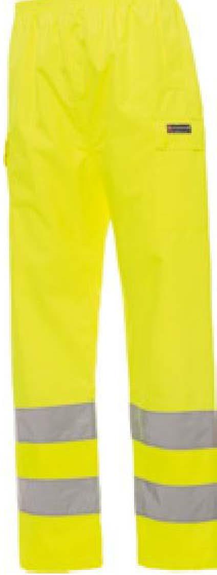 Pantalone antipioggia in alta visibilità con banda 3M, elastico in