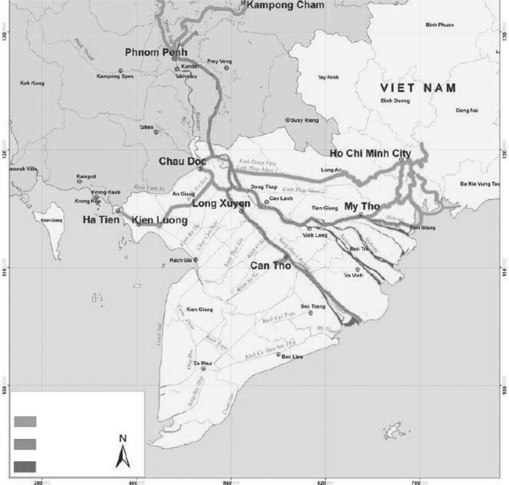 34 Nhu cầu đối với vâ n ta i đường thủy va vâ n ta i đa phương thức Bản đồ 2.3 Giao thông đường sông xuyên biên giơ i Việt Nam - Campuchia Việt Nam Châu Đốc TP.