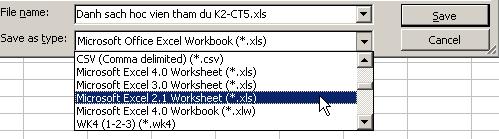 Để ghi bảng tính Excel dưới dạng Text Chọn lệnh File / Save As. Chọn thư mục sẽ chứa tệp tin.