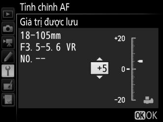 Tinh chỉnh AF Nút G B menu cài đặt Dò tinh chỉnh lấy nét cho tới 12 loại thấu kính.