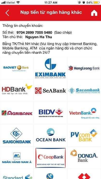 từ Internet Banking/Mobile