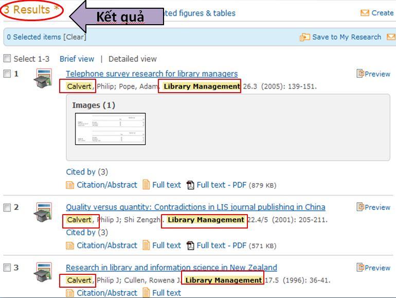Thư viện HUFLIT Tài liệu hướng dẫn sử dụng CSDL ProQuest Kết quả tìm kiếm: 3.