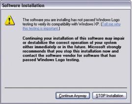 Windows XP Windows 2000 3. Ùåëêíèòå ïî êíîïêå Âñå ðàâíî ïðîäîëæèòü (Continue Anyway). 3. Ùåëêíèòå ïî êíîïêå Äà (Yes). Äàëåå ïåðåéäèòå ê øàãó 5. 4. Ùåëêíèòå ïî êíîïêå Çàâåðøèòü (Finish).