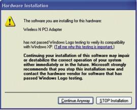 Windows XP 10. Ùåëêíèòå ïî êíîïêå Âñå ðàâíî ïðîäîëæèòü (Continue Anyway). 11. Ùåëêíèòå ïî êíîïêå Çàâåðøèòü (Finish).