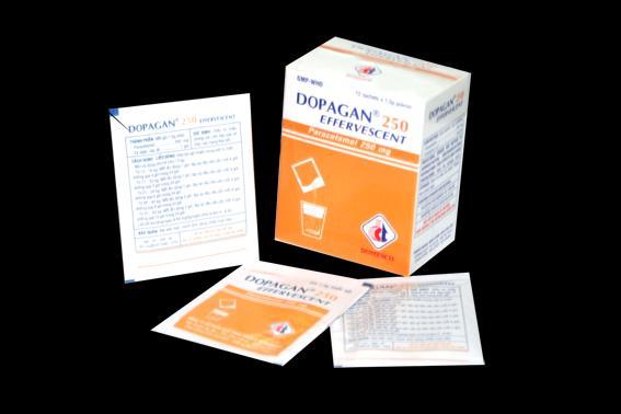 Thành phần: - Paracetamol 250mg Chỉ định: cơn đau vừa và nhẹ, các trạng thái sốt ở trẻ em > 13 kg.