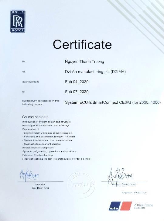 ENGINES Training Certificate CE