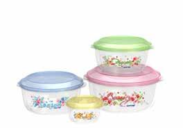Hộp bông Set of 3 Pattern food storage containers Nhỏ/Small No.965 17 x 12,4 x 6,2 (cm) Trung/Medium No.