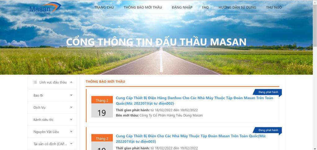 2. Hướng dẫn đăng nhập, đăng ký thành viên Trang đấu thầu của Masan Quý công ty vui lòng đăng nhập vào đường dẫn sau: https://dauthau.