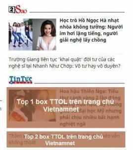BOX TINTUCONLINE TRÊN BÁO VIETNAMNET BOX Tintuconline trên báo VietNamNet Vị TRÍ MÔ TẢ GIÁ (VNĐ) Top 1 Box Tin tứconline trên trang chủ Vietnamnet Top 1 Box