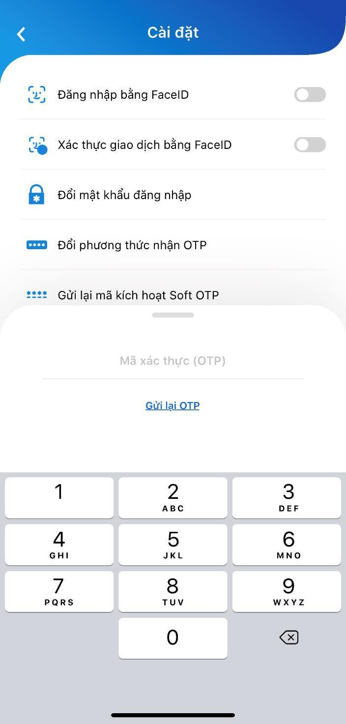 2 Chọn phương thức nhận OTP qua ứng dụng NCB Smart OTP và nhập OTP trả về SMS để xác thực yêu cầu.
