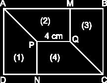 Diện tích khu vui chơi là : 24 x 24 = 576 (m 2 ). Bài 150 : Cho (1), (2), (3), (4) là các hình thang vuông có kích thước bằng nhau. Biết rằng PQ = 4 cm. Tính diện tích hình chữ nhật ABCD.
