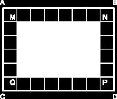 cắt đi bằng 1/2 diện tích miếng bìa ban đầu. Hỏi hai cạnh tương ứng của hai hình chữ nhật ban đầu và cắt đi cách nhau bao nhiêu? Chia miếng bìa ABCD thành các ô vuông, mỗi ô vuông có cạnh là 5 cm.