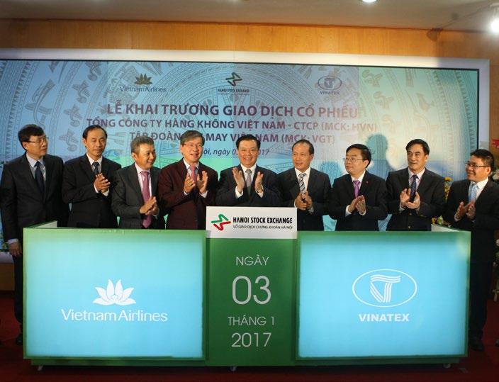 Khai trương giao dịch 2 cổ phiếu của doanh nghiệp Nhà nước cổ phần hóa gồm HVN của Tổng Công ty Hàng không Việt Nam (Vietnam airlines) và VGT của Tập đoàn Dệt may Việt Nam (Vinatex) trên UPCoM tại