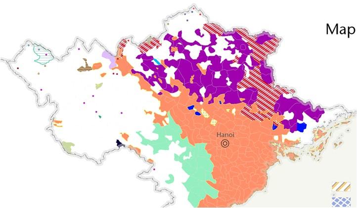 Các dân tộc thiểu số tại bắc Việt am (Hình được sao lại phần phía bắc của bản đồ: http://www.ikapmmsea.org/images/ethnicmapvietnam.