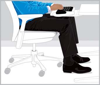 2 Điều chỉnh ghế của bạn Hãy để sự thoải mái của bàn chân, chân, lưng và vai mách bảo cho bạn Để tìm hiểu cách chuyển giữ tư thế thẳng và nghiêng, bạn cần tự làm quen hoàn toàn với các điều chỉnh ghế