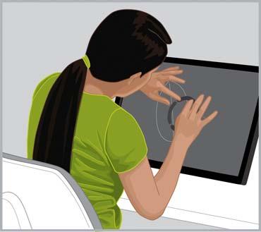 SAI Không khom người về phía trước trên màn hình cảm ứng, để lưng của bạn không được đỡ bởi ghế.