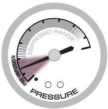 Vùng lỗi Under Extracted Kim đồng hồ khi nằm ở vị trí thấp hơn trong quá trình lọc, báo hiệu espresso đang được lọc trong điều kiện không đủ áp lực.