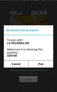 Chạy ứng dụng LG Pocket Photo trên điện thoại Android. 2. Chọn ảnh cần in và nhấn [ ]. 3. Chạm [OK], sau đó nó sẽ bắt đầu tìm thiết bị Bluetooth.