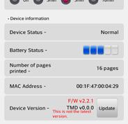 4. Chạm phím [Update]để cập nhật thiết bị. Kiểm tra nhãn Trong trường hợp có nhiều hơn một thiết bị LG Pocket Photo, kiểm tra địa chỉ MAC trên nha n và chọn thiết bị bạn muốn sử dụng.