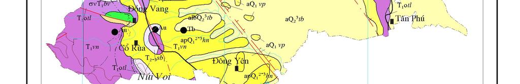 (P 2 nv), đá phun trào thuộc hệ tầng Viên Nam (T 1 vn).
