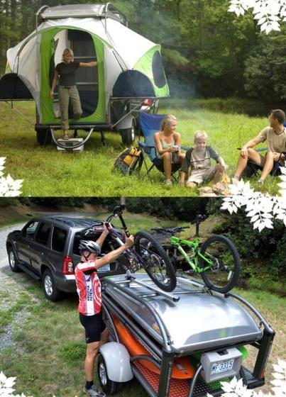 5.1.4 Cắm trại bằng xe gắn máy: Cắm trại bằng xe gắn máy (Motorcycle camping) có thể được so sánh như cắm trại bằng xe đạp hơn là cắm trại bằng xe hơi vì khả năng chứa đồ tích trử giới hạn của xe gắn