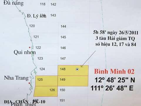 ði tới tuyên bố: Biển ðông là của Trung Quốc Sáng 26/5/2011, 3 tàu hải giám Trung Quốc ñã vi phạm vùng ñặc quyền kinh tế của VN, cắt cáp tàu thăm dò dầu khí Bình minh 2 của Việt Nam.