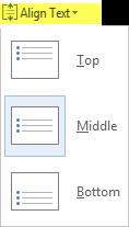 Nhấp chọn biểu tượng này bạn sẽ có 3 lựa chọn Top (Nội dung Text được căn lên đỉnh các đối tượng Shape), Middle (Nội dung Text được căn giữa các đối tượng Shape), Bottom (Nội dung Text được căn dưới
