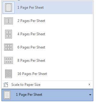 + Page Per Sheet: In nhiều trang trong một tờ giấy