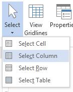 thành hình mũi tên mầu trắng bạn nhấp chuột trái. Cách 2: Sử dụng công cụ trên thanh Ribbon bằng cách nhấp chọn Tab Layout tìm tới nhóm Table chọn biểu tượng Select sau đó chọn Select Row.