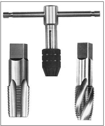 Hình 11.13: Dao tiện ren trong ống rãnh xoắn ốc và tay quay kiểu T.