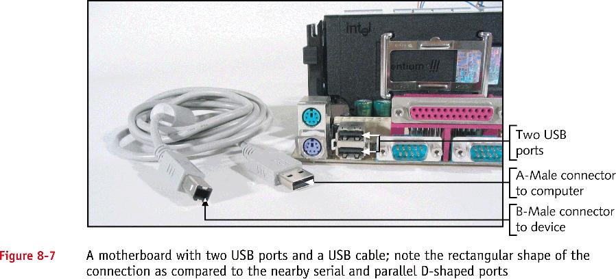 Sử dụng các cổng USB (tiếp) Hai cổng USB Đầu nối đực, nối