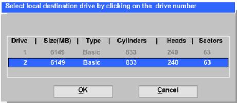 Chọn Local => Disk => To Disk Chọn To Disk nhấn <Enter> Chương trình sẽ mặc định chọn ổ đích là ổ Driver 2 cho bạn, bạn nhấn
