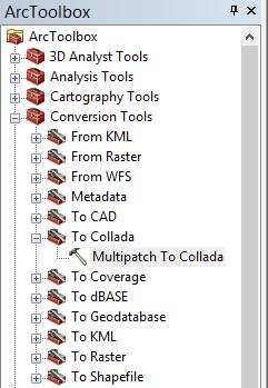 Bước 4: Chuyển định dạng Feature Class 3D sang dạng file Collada trên Sketchup bằng công cụ Mutipatch To Collada trên ArcToolbox.
